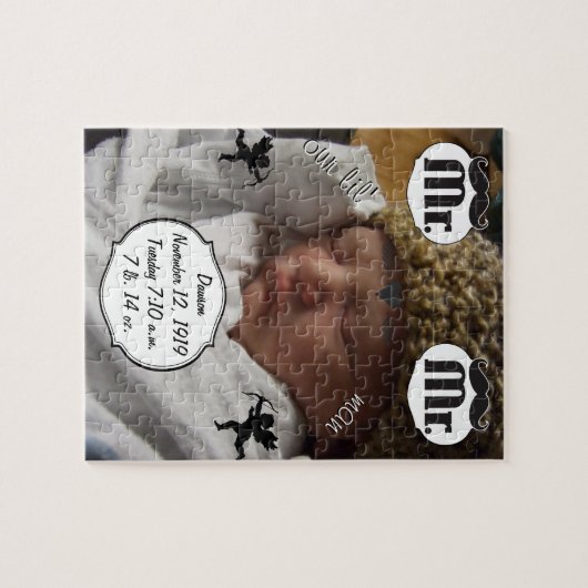 Puzzle M. Mustache Lil Man Baby Boy Statistiques (Horizontal)