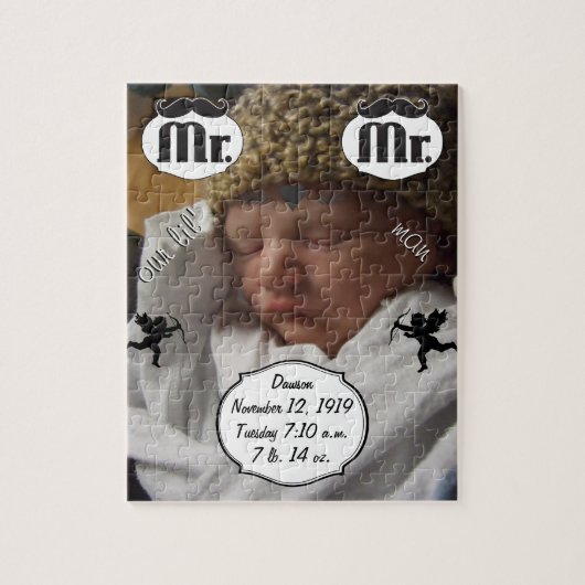 Puzzle M. Mustache Lil Man Baby Boy Statistiques (Vertical)