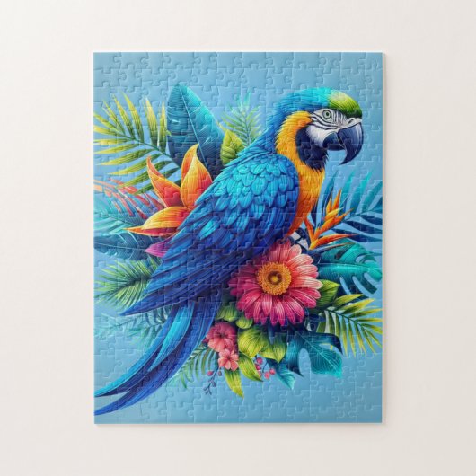 Puzzle Macaw tropicale bleue et colorée (Vertical)