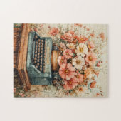 Puzzle Machine à écrire avec des fleurs (Horizontal)