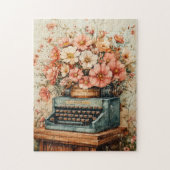Puzzle Machine à écrire avec des fleurs (Vertical)