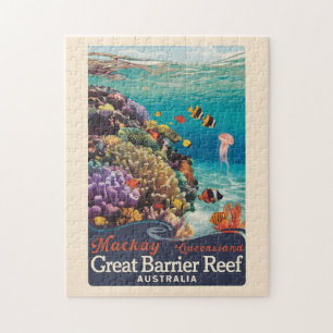 Puzzle Mackay Great Barrier Reef Travel Art Vintage