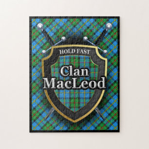 Puzzle MacLeod Clan Harris Tartan Swords and Shield