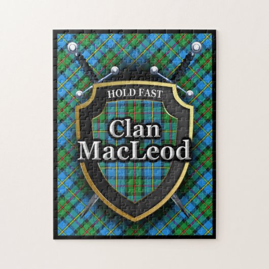 Puzzle MacLeod Clan Harris Tartan Swords and Shield (Vertical)