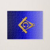 Puzzle Maçon maçonnique avec le bleu de gradient (Horizontal)