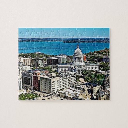 Puzzle Madison, Wisconsin Downtown Lake et les bâtiments (Horizontal)
