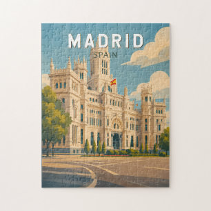 Puzzle Madrid Espagne Illustration Voyage Art Rétro