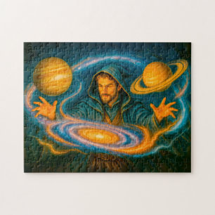 Puzzle Mage contrôlant l'espace dans une peinture à l'hui