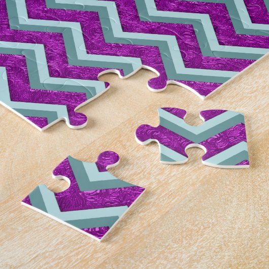 Puzzle Magenta Foil et Turquoise ZigZag Motif (Côté)