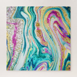 Puzzle Magic Marbling : Metallic Paint Design.