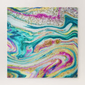 Puzzle Magic Marbling : Metallic Paint Design. (Horizontal)