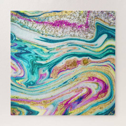 Puzzle Magic Marbling : Metallic Paint Design. (Horizontal)