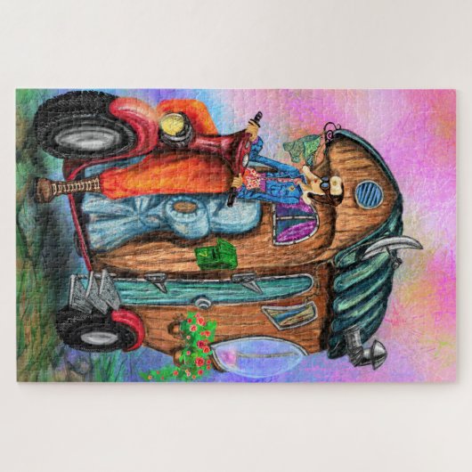 Puzzle Magic Motorhome - World Traveling Girl - Peinture  (Horizontal)