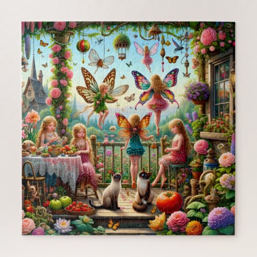Puzzle Magical Fairy Garden Enchanted Tea Party (Vertical)