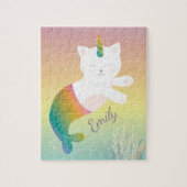 Puzzle Magical Mermaid Kitty Rainbow Glitter Personalized (Vertical)