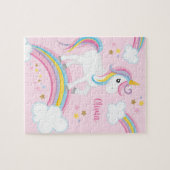 Puzzle Magical Rainbow Unicorn Pink Personalized Kids (Horizontal)