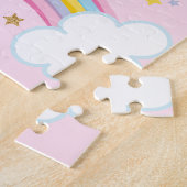 Puzzle Magical Rainbow Unicorn Pink Personalized Kids (Côté)