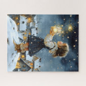 Puzzle Magical Watercolor Winter Starry Night (Horizontal)