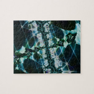Puzzle Magique Art fractal bleu et vert