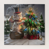Puzzle Magique Chat Noël Whimsical 3D scène d'hiver (Vertical)