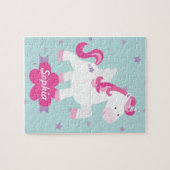 Puzzle magique de licorne personnalisé par rose (Horizontal)