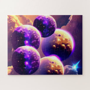 Puzzle Magique de nombreuses lunes violettes dans le ciel