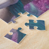 Puzzle Magnifique licorne blanche avec Turquoise et Viole (Côté)