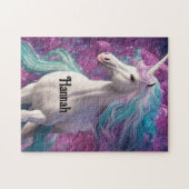 Puzzle Magnifique licorne blanche avec Turquoise et Viole (Horizontal)