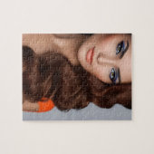 Puzzle Magnifique longue femme haïe dans Orange Jigsaw Pu (Horizontal)