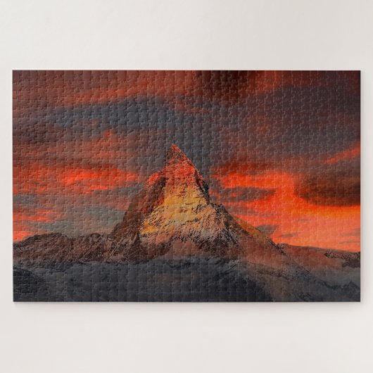 Puzzle Magnifique matterhorn ciel rouge paysage (Horizontal)