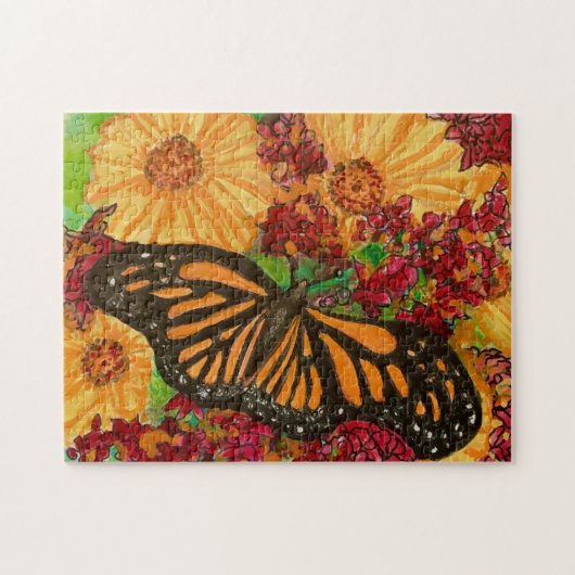 Puzzle Magnifique Monarque Papillon Aquarelle Peinture (Horizontal)