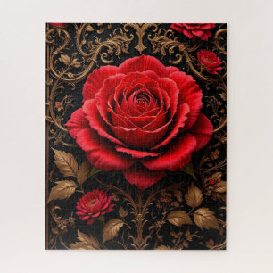 Puzzle Magnifique rose rouge conçue