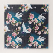 Puzzle Magnolia Grue Rouge : Aquarelle Japonaise. (Horizontal)