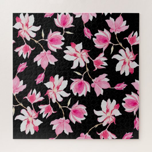 Puzzle Magnolia romantique : Aquarelle noire (Horizontal)