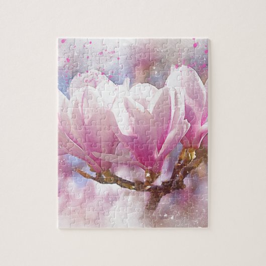 Puzzle Magnolia rose-pourpre en floraison - Fleur de prin (Vertical)