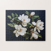 Puzzle Magnolias blancs sur bleu marine (Horizontal)