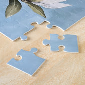 Puzzle Magnolias blancs sur papier bleu (Côté)
