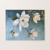 Puzzle Magnolias blancs sur papier bleu (Horizontal)