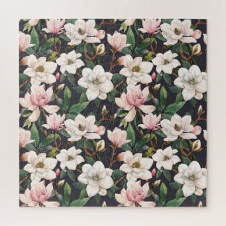 Puzzle Magnolias dessinés à la main : aquarelle transpare
