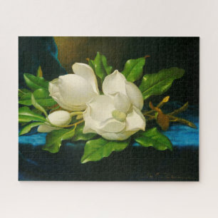 Puzzle Magnolias géant sur un tissu de velours bleu (tête