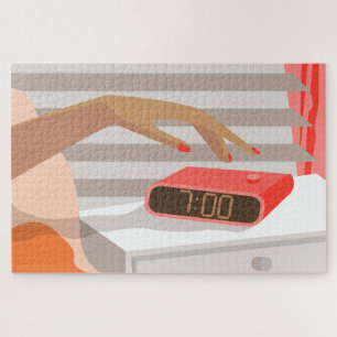 Puzzle Main des femmes poussant le bouton snooze du révei