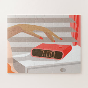 Puzzle Main des femmes poussant le bouton snooze du révei