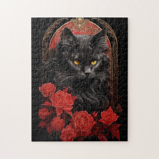 Puzzle Maine Coon chat avec fleurs (Vertical)