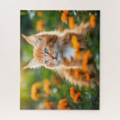 Puzzle Maine Coon Kitten Dans Un Champ Fleuri (Vertical)