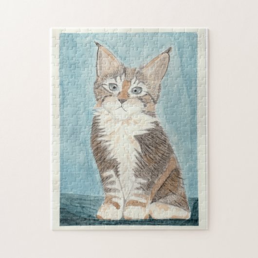 Puzzle Maine Coon Kitten Peinture d'aquarelle originale (Vertical)