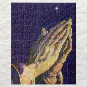 Puzzle Mains anciennes priant avec l'étoile de Bethléem