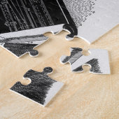 Puzzle Mains avec plans architecturaux bleus, entreprise  (Côté)