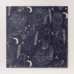 Puzzle Mains vintages et oiseaux : Motif artistique