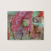 Puzzle Maïs vert sur une feuille rouge (Horizontal)