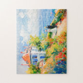 Puzzle Maison côtière avec fleurs Impressionniste paysage (Vertical)